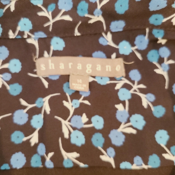 Sharagano Blue Floral Button Front Ruffle Sleeve Midi Dress - Picture 4 of 8